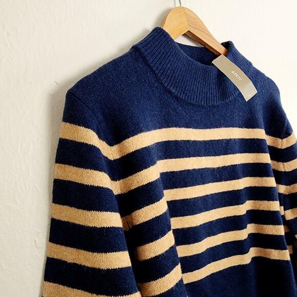 NEW J. Crew Chunky Cropped Stripe Sweater Wool Alpaca Blend Natural Heather XS - Picture 7 of 11
